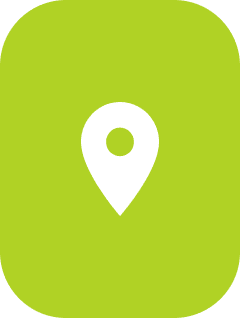 Green backdrop with location symbol