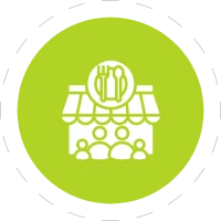 Dining establishment symbol with people