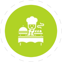 Cartoon chef with food platter