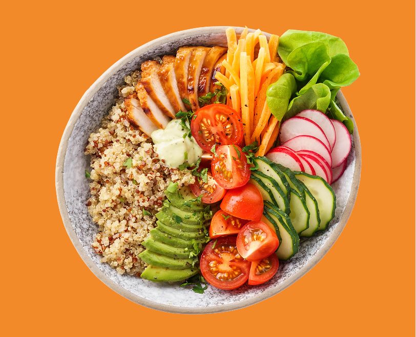 Vibrant salad featuring quinoa and avocado